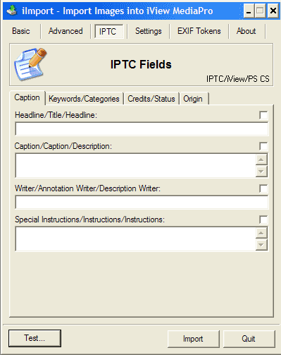 IPTC tab